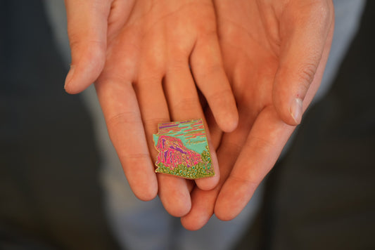 Arizona Red Rocks & Prickly Pear Enamel Pin
