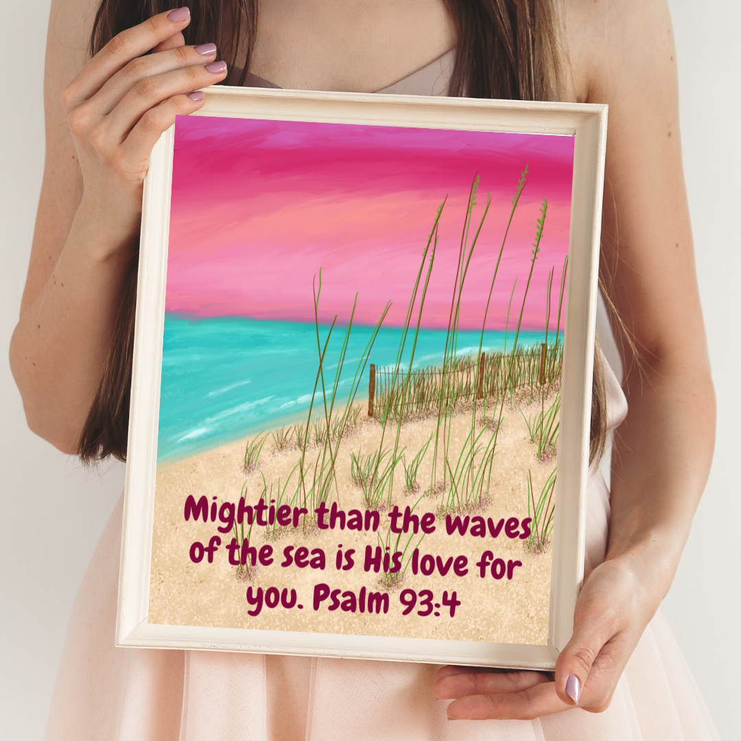 Mightier Than The Waves - Psalm 93:4 Coastal Art Print