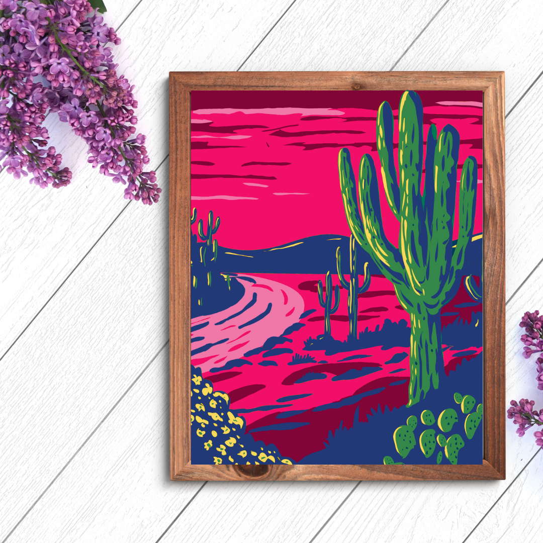 Saguaro at Sunset Art Print