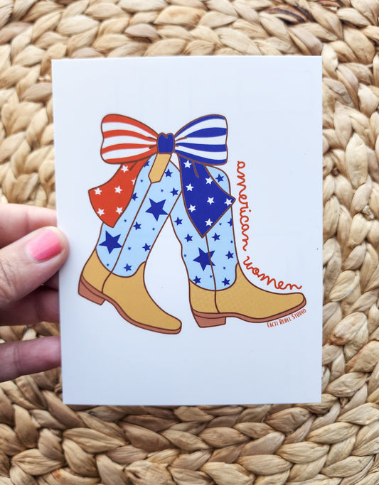 American Women Cowboy Boots Postcard