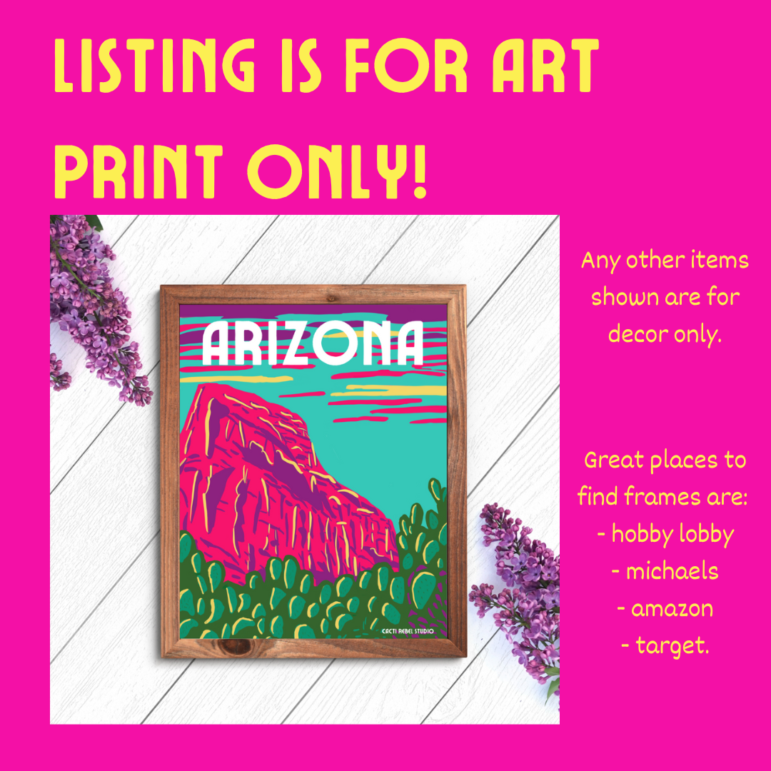Arizona Mountains & Prickly Pear Art Print