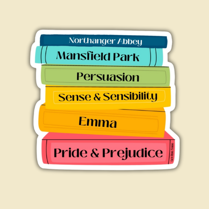 Jane Austen Book Stack Sticker