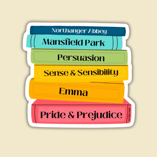 Jane Austen Book Stack Sticker