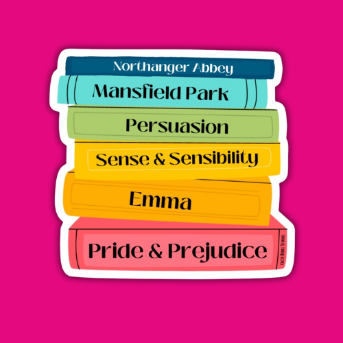 Jane Austen Book Stack Sticker