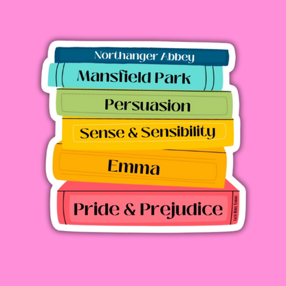 Jane Austen Book Stack Sticker
