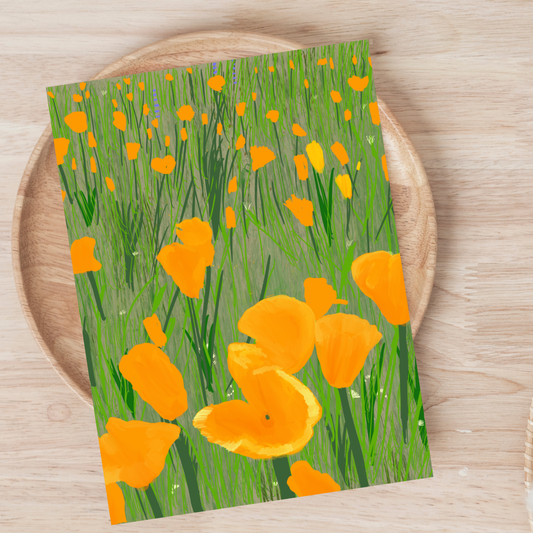 Yellow Poppy Meadow Postcard