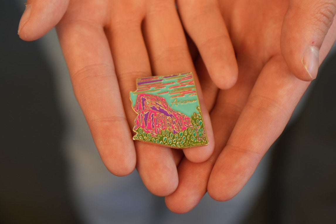 Arizona Red Rocks & Prickly Pear Enamel Pin