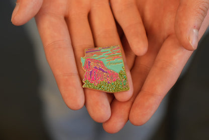 Arizona Red Rocks & Prickly Pear Enamel Pin