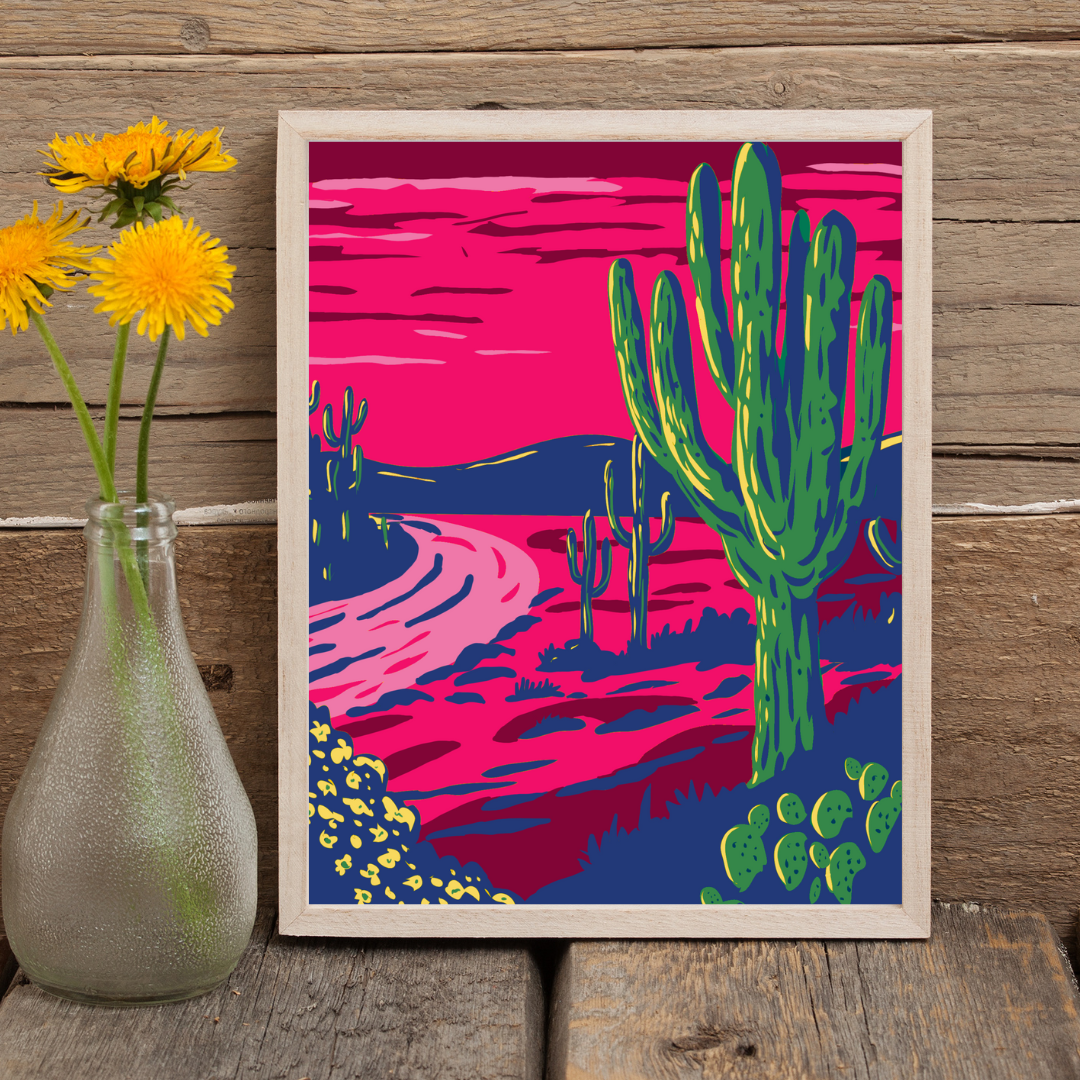 Saguaro at Sunset Art Print