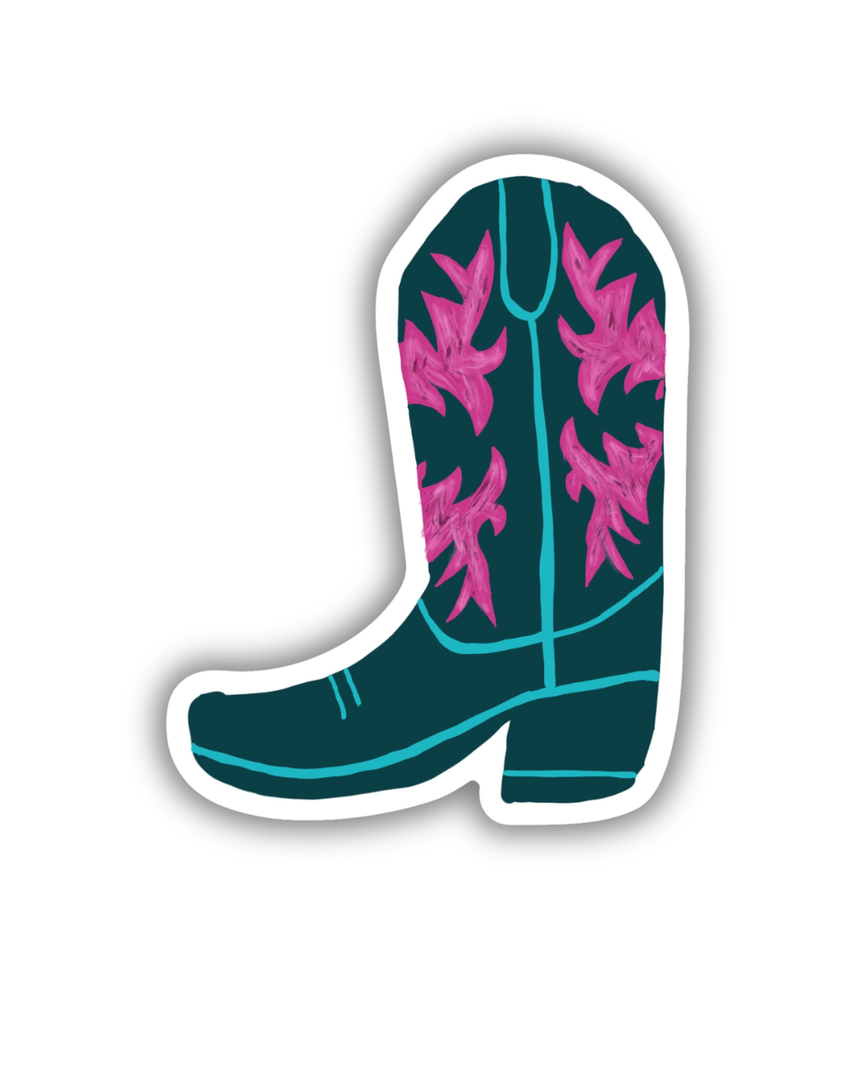 Teal & Pink Cowboy Boot Sticker