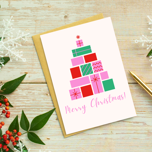 Merry Christmas Gift Tree Greeting Card