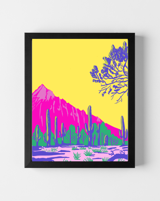 Pink Mountain Saguaro Art Print