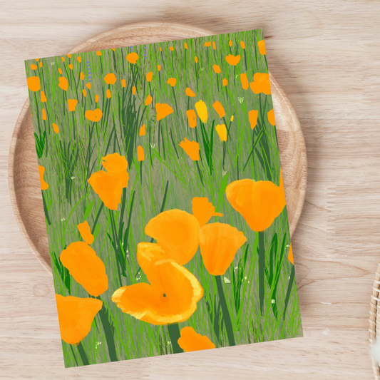 Yellow Poppy Wildflower Meadow Greeting Card