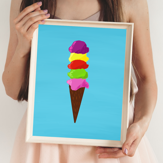 Colorful Ice Cream Cone Art Print