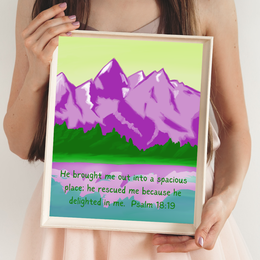 Psalm 18:19 Mountain Art Print