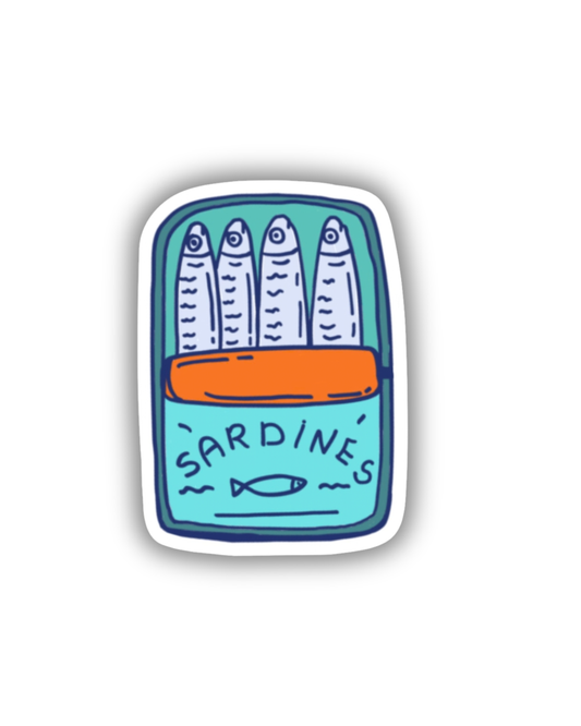 Sardine Tin Sticker — Aqua
