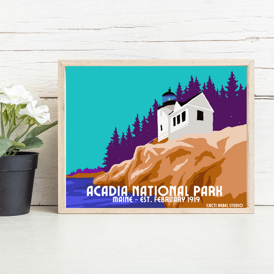 Acadia Maine Bass Harbor Head Lighthouse National Park Art Print